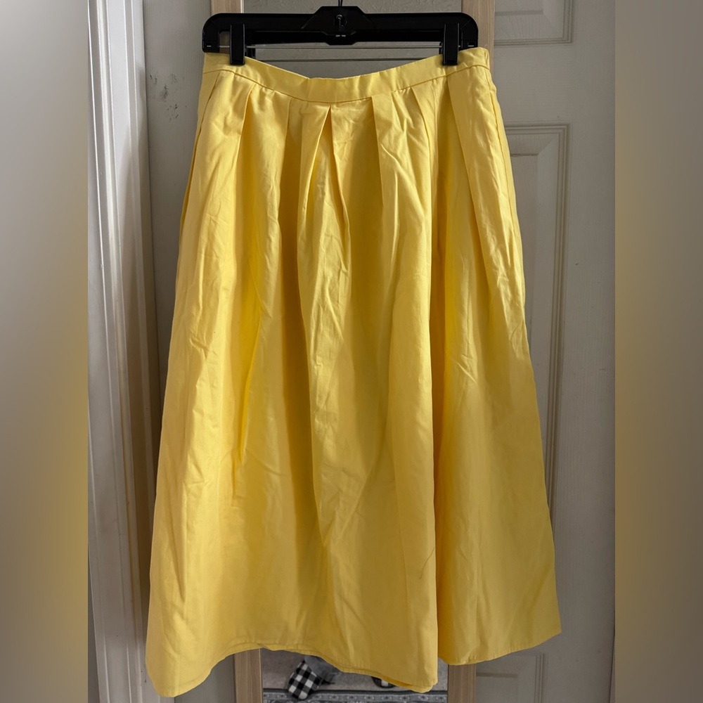 Banana Republic Bright Yellow Pleated A-Line Skirt